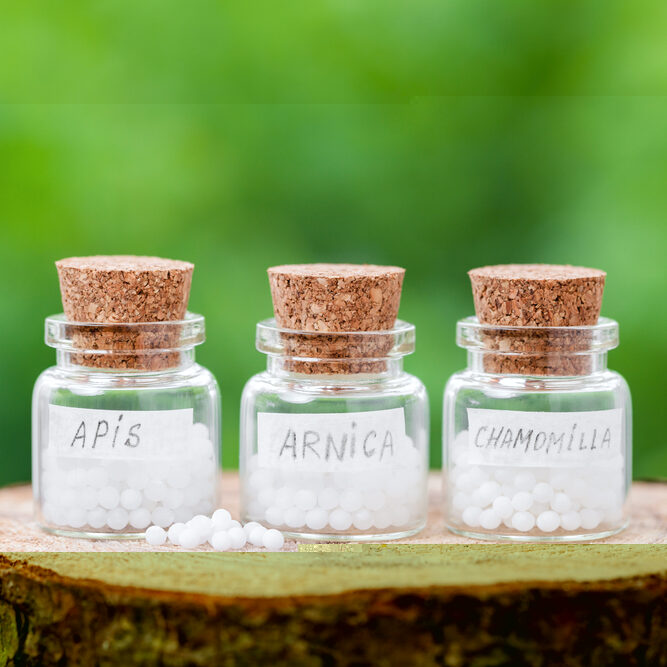 3 homeopathic bottles